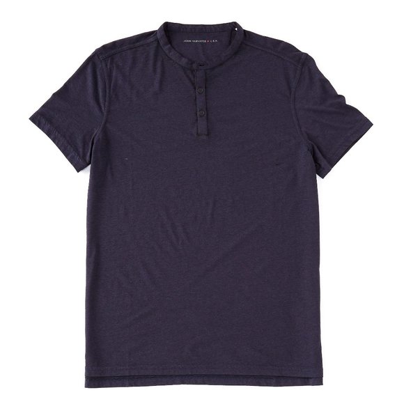 John Varvatos Burnout Jersey 3B Henley Shirt Navy - Picture 4 of 4